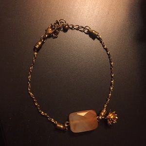 Asos Gold Bracelet with Tangerine Orange Color Gem